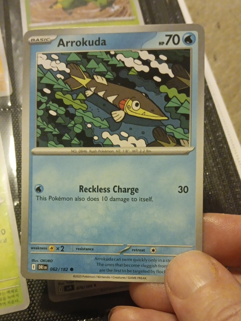 Pokemon Arrokuda Water Card - Blue, Green